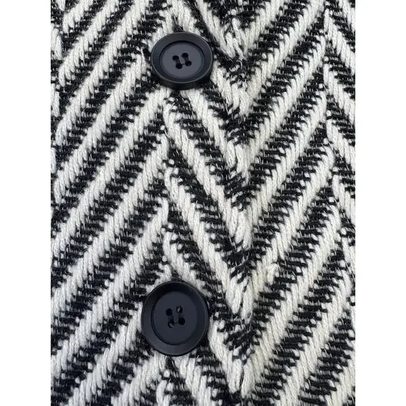 Lovestitch Cream Black Chevron Coat Large L NWT New - Picture 10 of 10